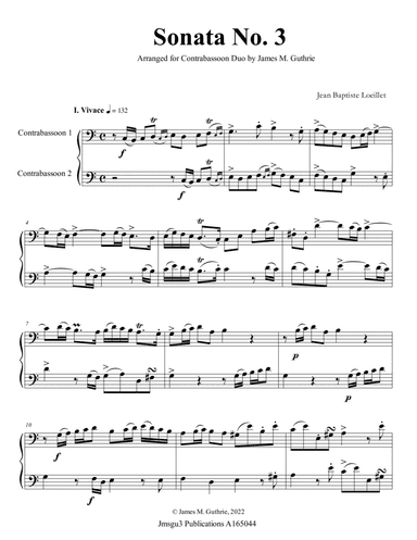 Loeillet: Sonata No. 3 for Contrabassoon Duo