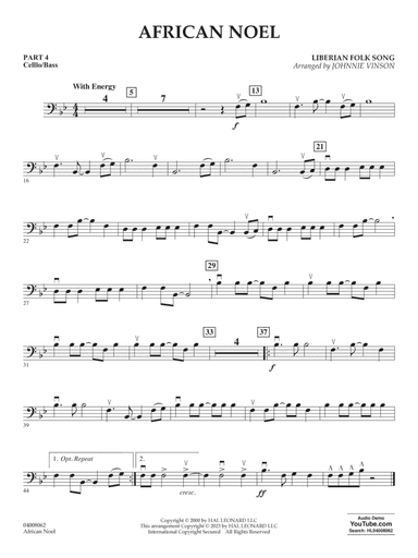 African Noel (arr. Johnnie Vinson) - Pt.4 - Cello/Bass