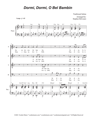 Dormi, Dormi, O Bel Bambin (Vocal Quartet - (SATB)