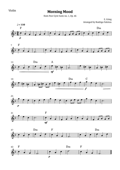 Morning Mood (solo violin - level 3 - with chords)