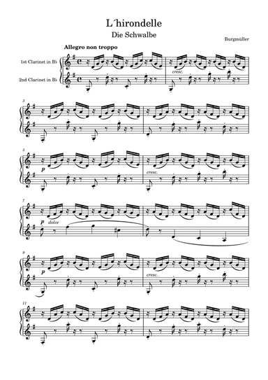 Burgmüller: L´hirondelle for two clarinets