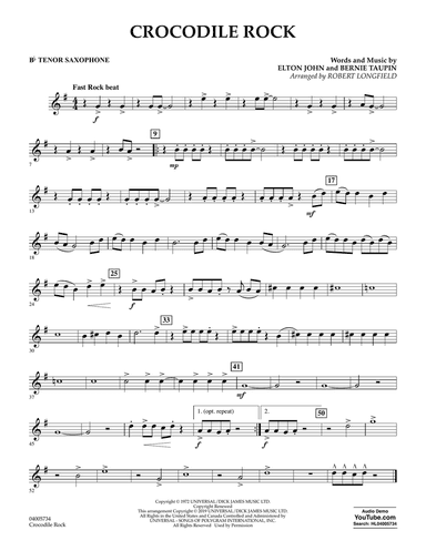 Crocodile Rock (arr. Robert Longfield) - Bb Tenor Saxophone