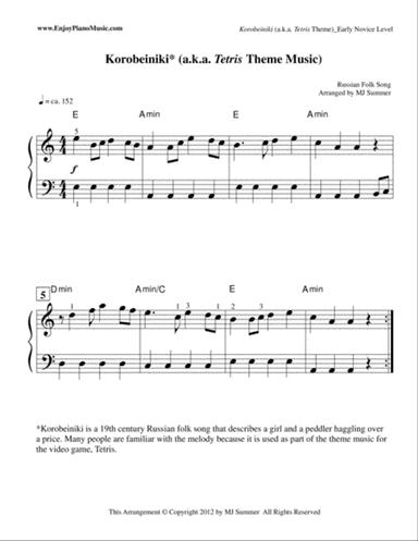 Tetris/Korobeiniki--Piano Solo (LH remains in the same position throughout!)