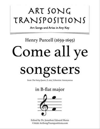 PURCELL: Come all ye songsters (transposed to B-flat major)