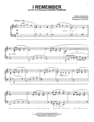 I Remember (from Evening Primrose) (arr. Lee Evans)