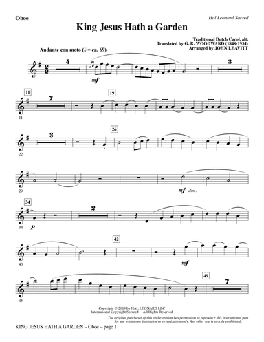 King Jesus Hath a Garden (arr. John Leavitt) - Oboe