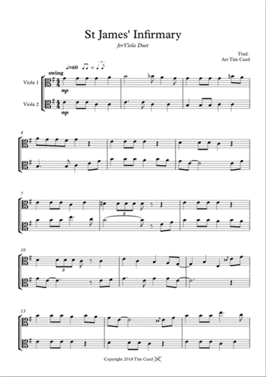 St James' Infirmary. Duet for Viola