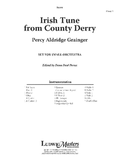 Irish Tune from County Derry for Orchestra