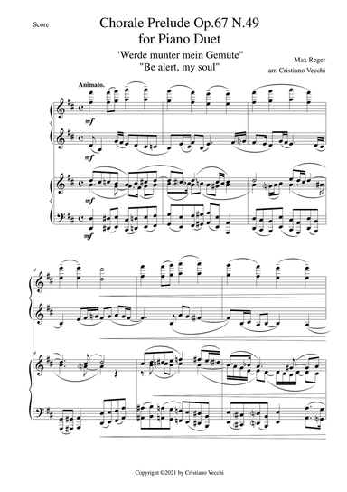 Chorale Prelude Op.67 N.49 for Piano Duet (2 Pianos)