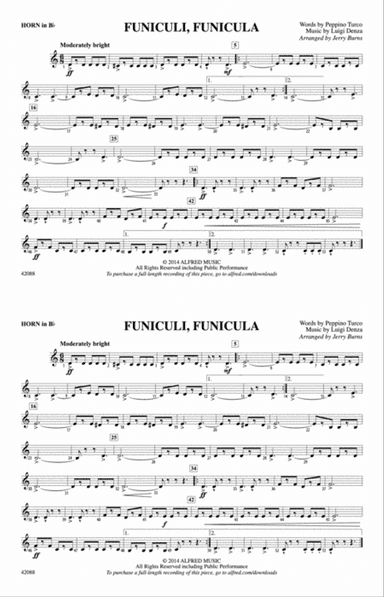 Funiculi, Funicula: Horn in B flat