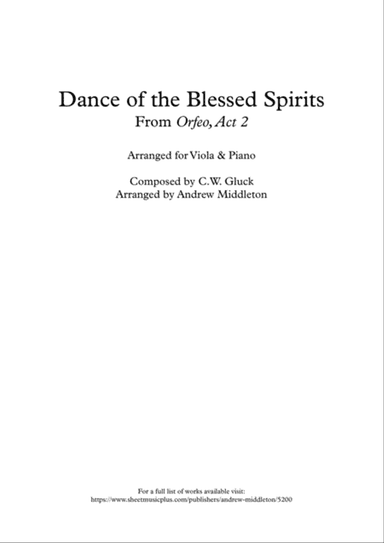Dance of the Blessed Spirits arranged for Viola and Piano