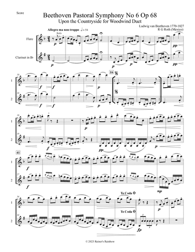 Beethoven Pastoral Symphony No 6 The Countryside Flute and Clarinet Duet