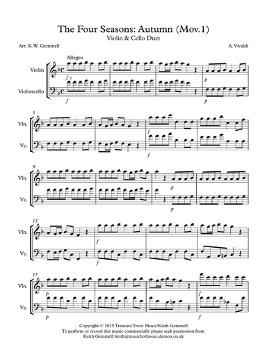 The Four Seasons - Autumn (Mov.1): Violin & Cello Duet