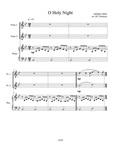 O Holy Night (flute duet) with piano accompaniment