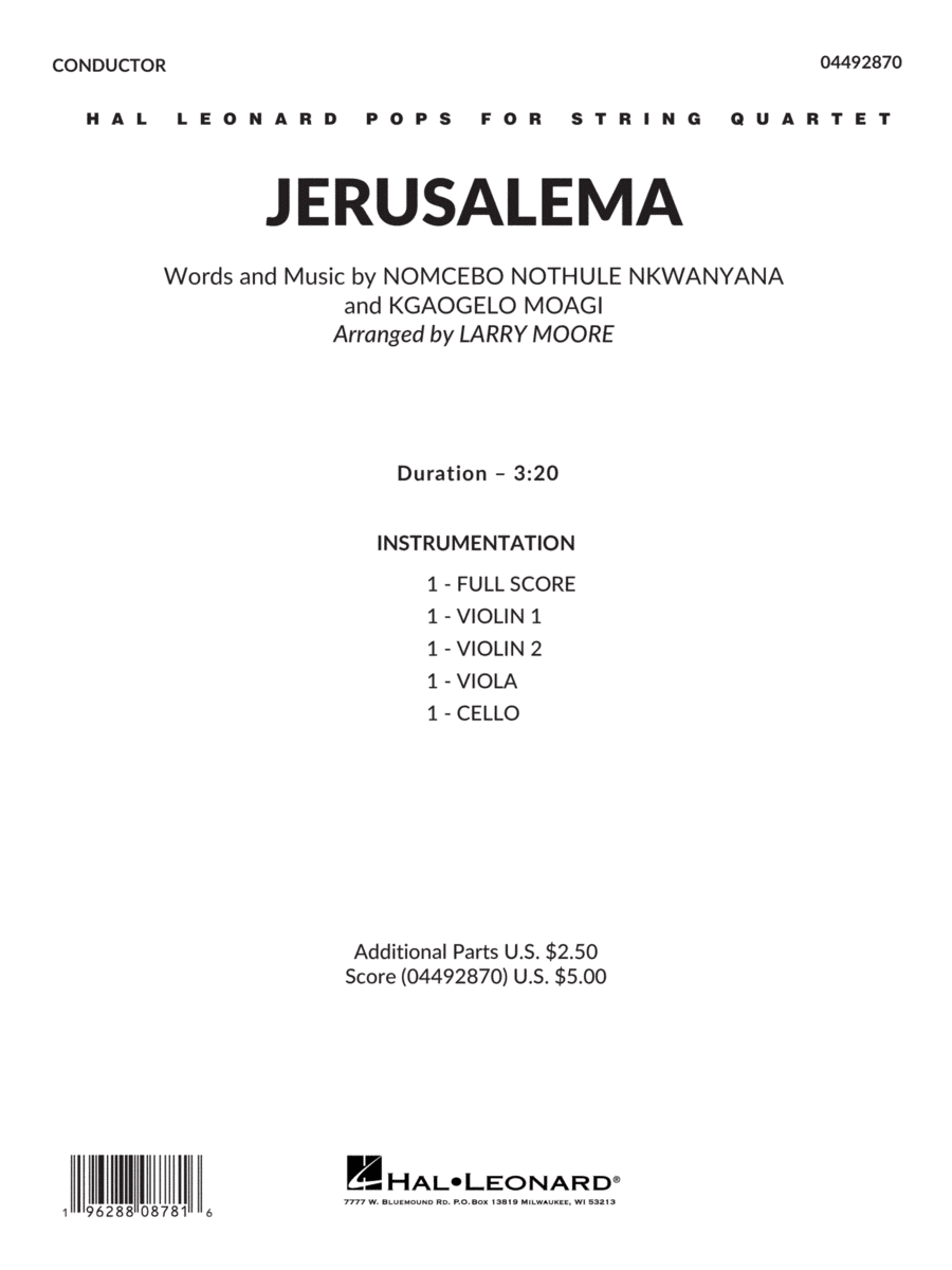 Jerusalema (arr. Larry Moore) - Conductor Score (Full Score)