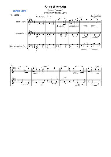 SALUT d'AMOUR for Trio for String Trio, Woodwind Trio, any combination of two treble clef instrumen
