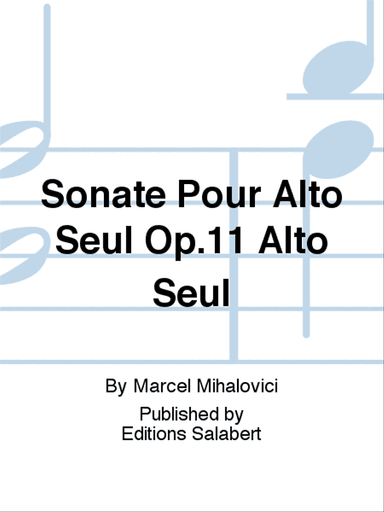 Sonate Pour Alto Seul Op.11 Alto Seul