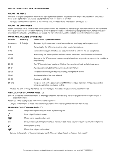 Presto!: Eb Educational Pack