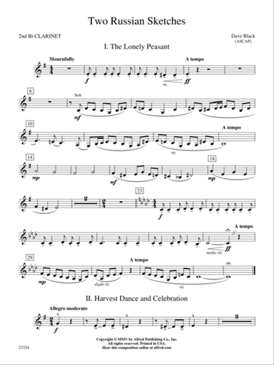 Two Russian Sketches: 2nd B-flat Clarinet