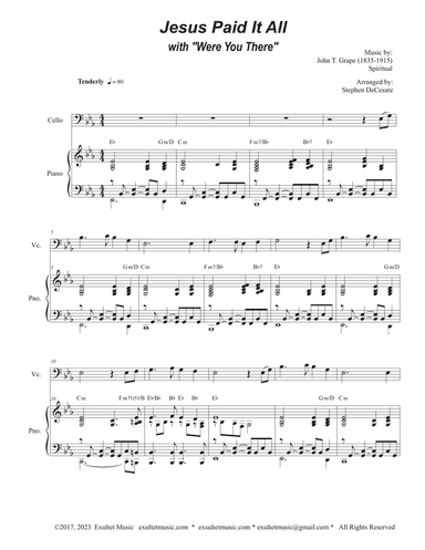 Jesus Paid It All (with "Were You There") (Cello solo and Piano)