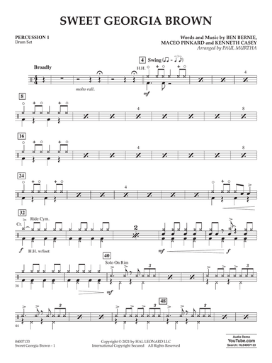 Sweet Georgia Brown (arr. Paul Murtha) - Percussion 1