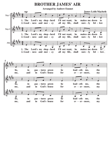 Brother James' Air A Cappella SSA