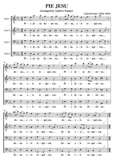 Pie Jesu (Faure) A Cappella TTBB
