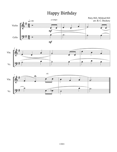 Happy Birthday (Violin and Cello Duet)