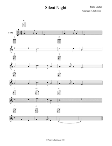 Silent Night for Easy Flute
