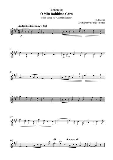 O Mio Babbino Caro - for euphonium solo