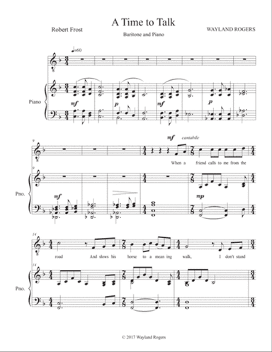 A TIME TO TALK - baritone
