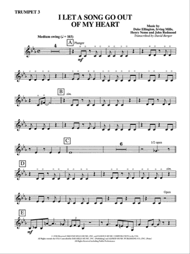 I Let a Song Go Out of My Heart: 3rd B-flat Trumpet