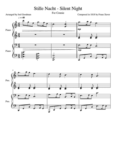 Silent Night - 4 hands, 1 piano