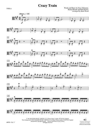 Crazy Train: Viola - Grade 3