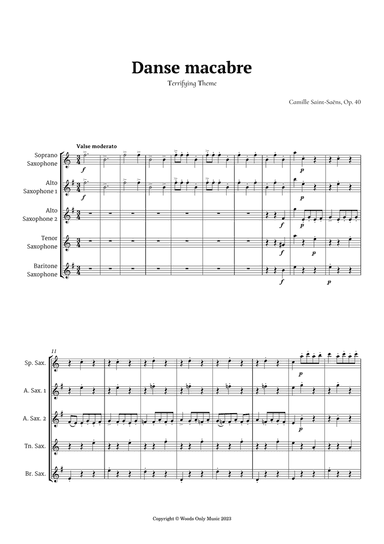 Danse Macabre by Camille Saint-Saens for Saxophone Quintet