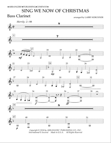 Sing We Now of Christmas (arr. Larry Kerchner) - Bb Bass Clarinet