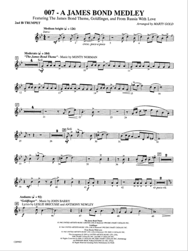 007 -- A James Bond Medley: 2nd B-flat Trumpet