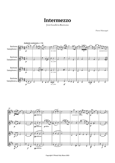 Intermezzo from Cavalleria Rusticana by Mascagni for Baritone Sax Quartet