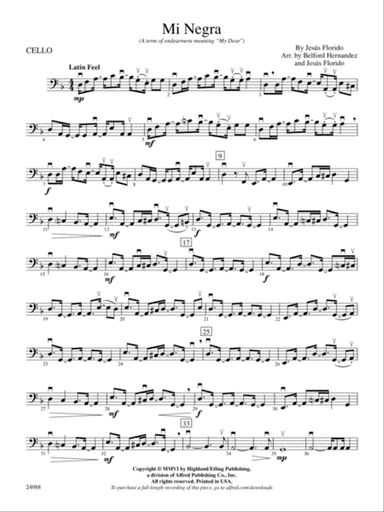 Mi Negra (My Dear): Cello