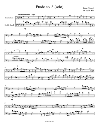Franz Simandl Étude no. 8 in G minor (Allegro moderato) for Two Double Basses