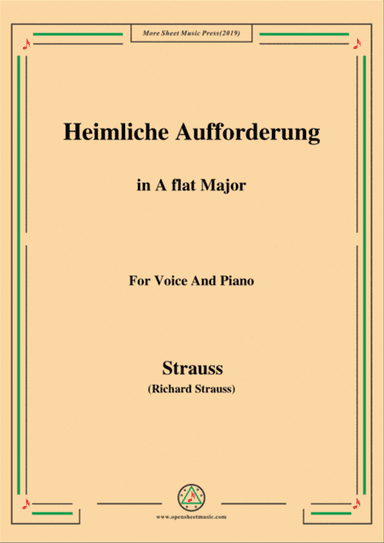 Richard Strauss-Heimliche Aufforderung in A flat Major,for Voice and Piano