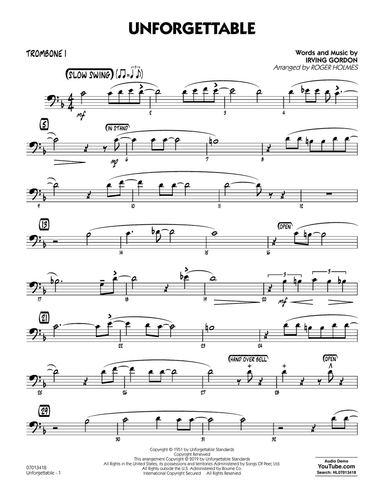Unforgettable (arr. Roger Holmes) - Trombone 1