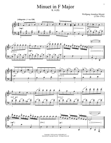 Minuet in F Major, K. 6 (II)