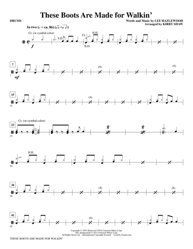 These Boots Are Made For Walkin' - Drums