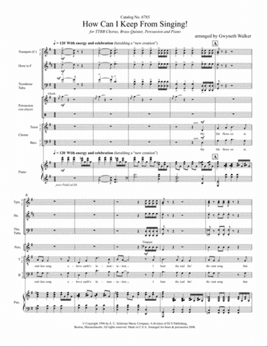 How Can I Keep from Singing? (Downloadable TTBB Brass Version Full Score)