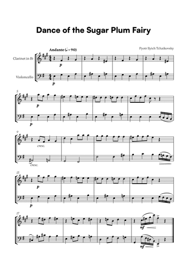 Tchaikovsky - Dance of the Sugar Plum Fairy (for Clarinet and Cello)