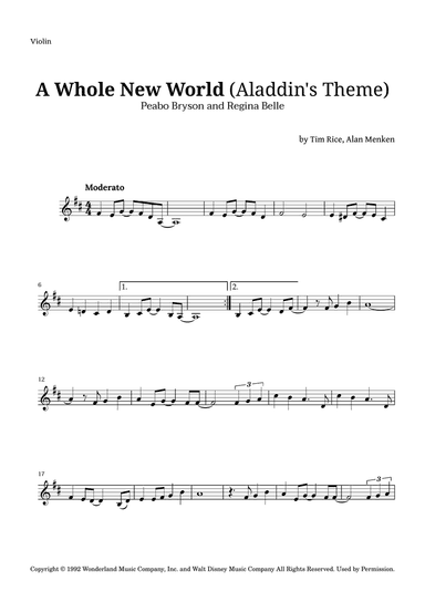 A Whole New World (aladdin's Theme)