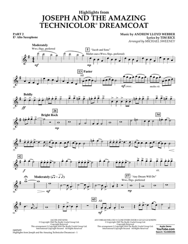 Highlights from Joseph and the Amazing Technicolor Dreamcoat - Pt.2 - Eb Alto Saxophone