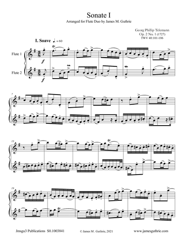 Telemann: Six Sonatas Op. 2 Complete for Flute Duo