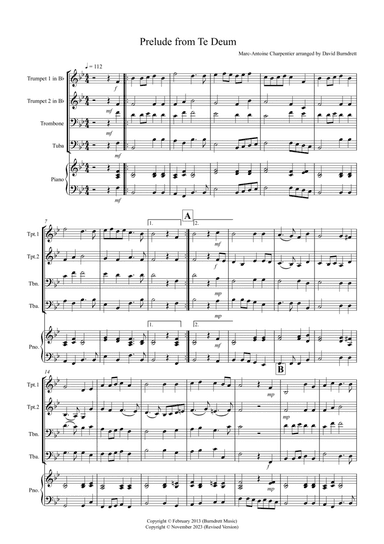 Prelude from Te Deum for Brass Quartet